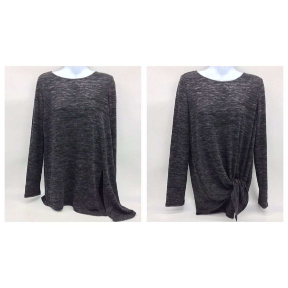 Max Studio Women's Wear It 2 Ways Long Sleeve Tunic Sweater in Dark Gray-Size S